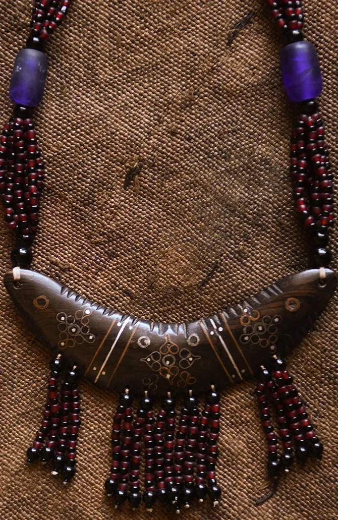 Statement Jewelry, Beaded Wood Pendant, Tribal African Necklace