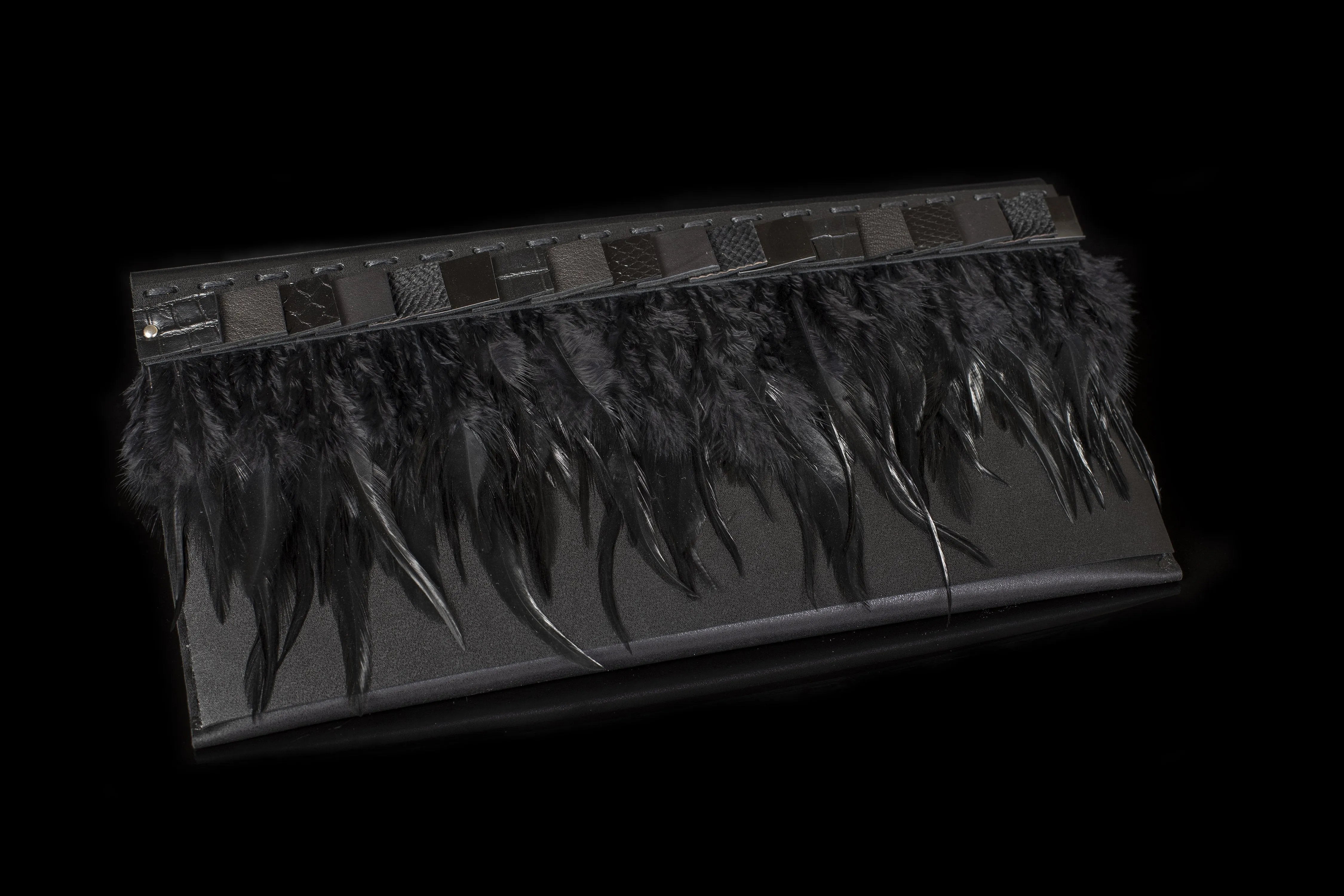 The Feather Black Clutch Bag