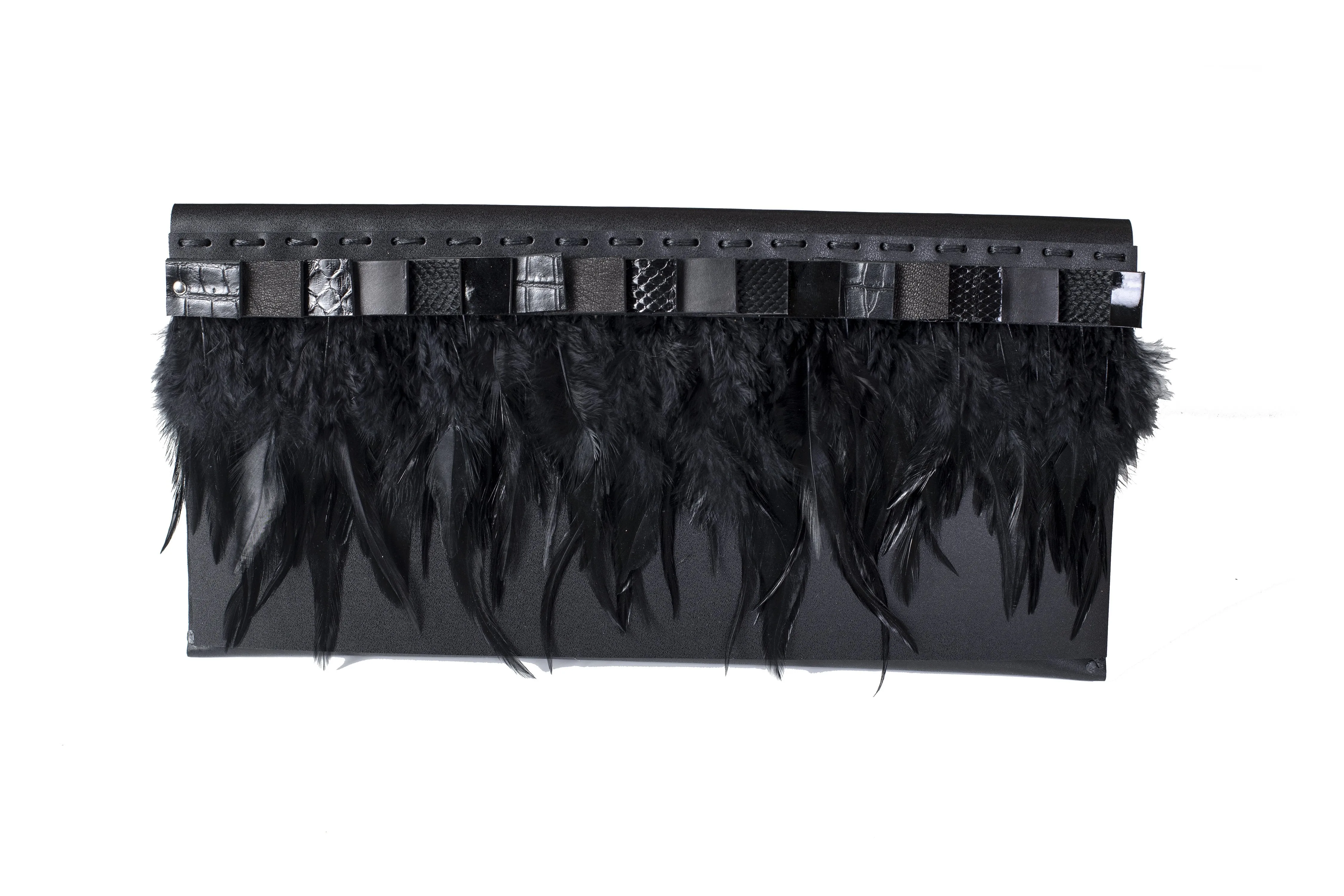 The Feather Black Clutch Bag