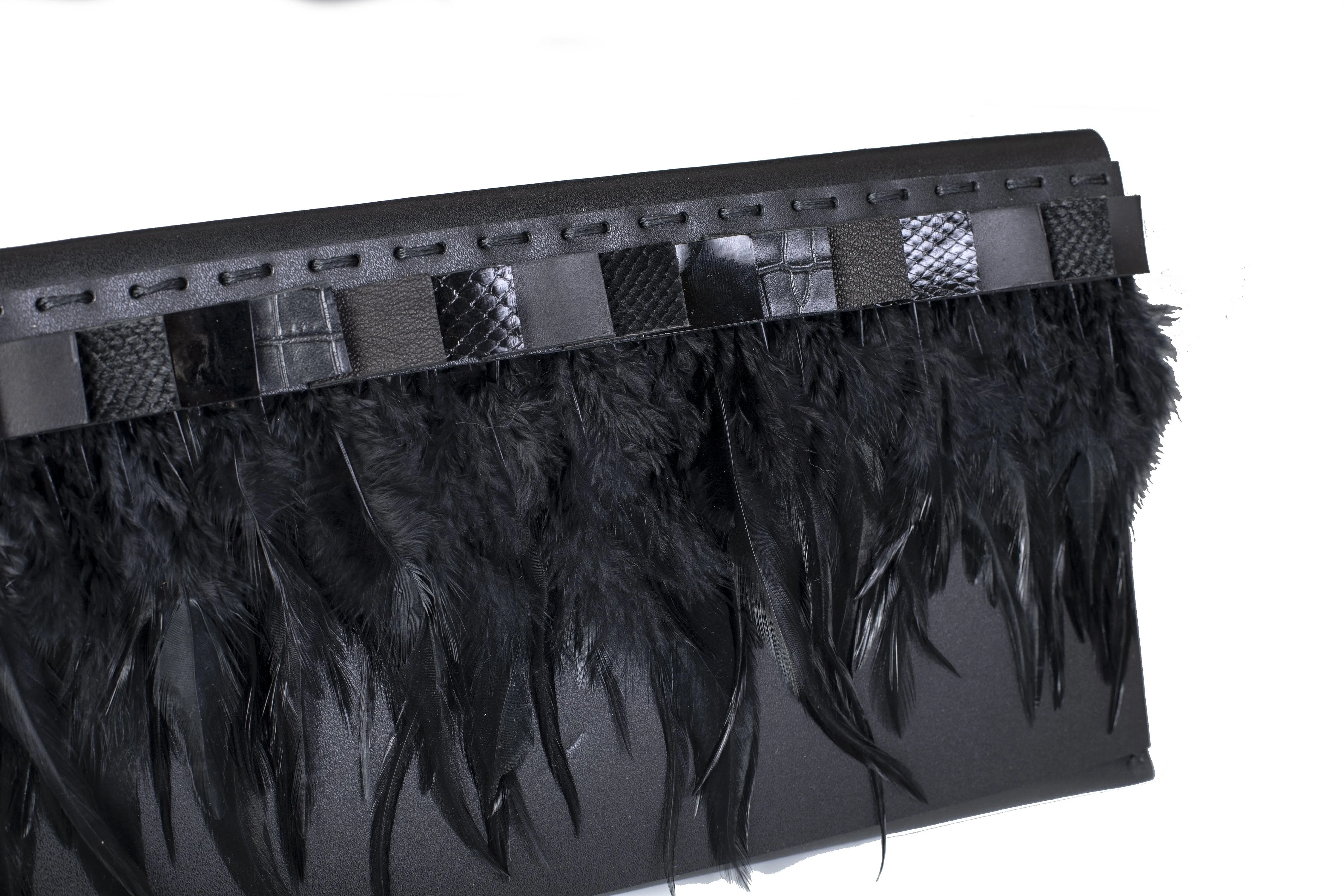 The Feather Black Clutch Bag