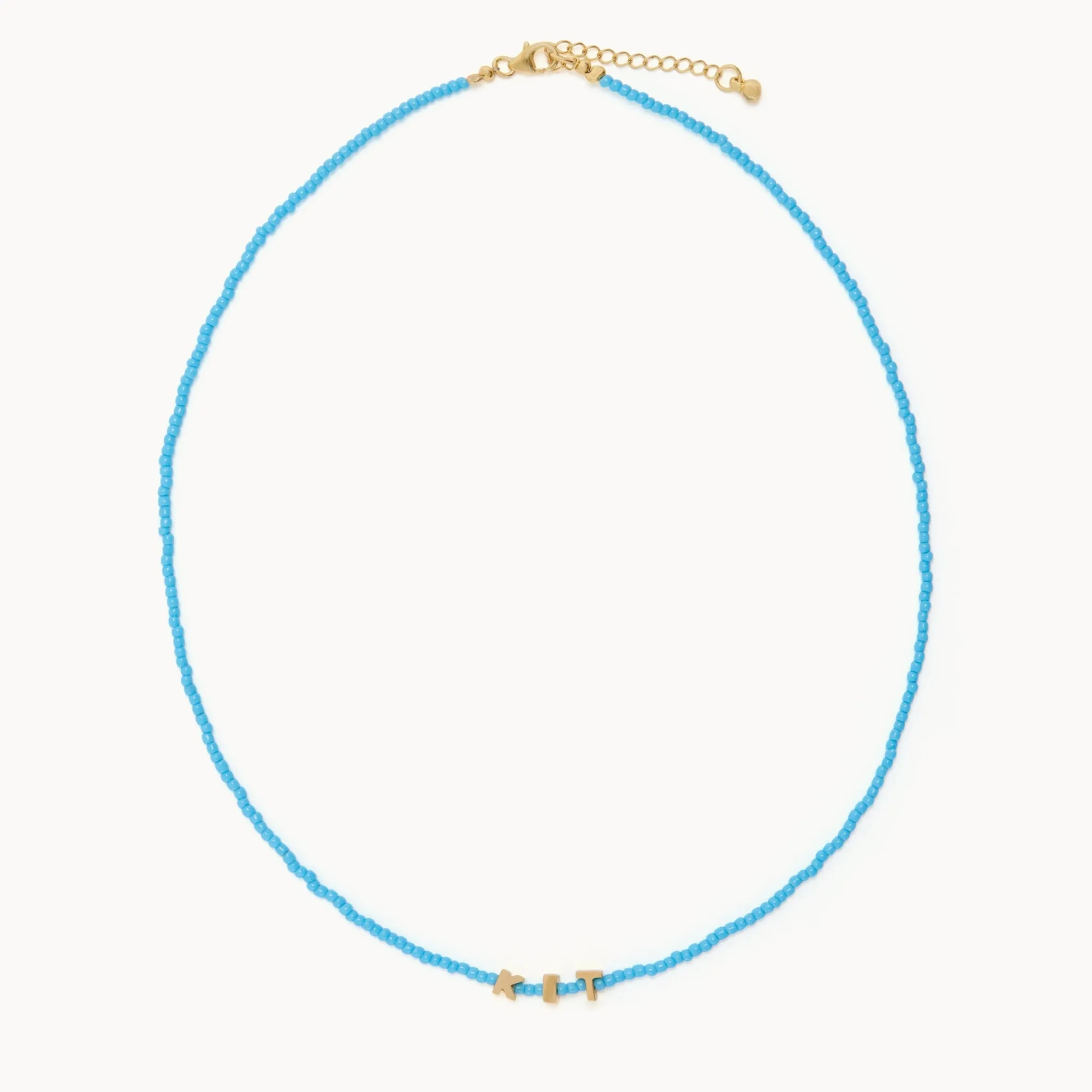 Tiny Dancer Beaded Initials Necklace - Blue