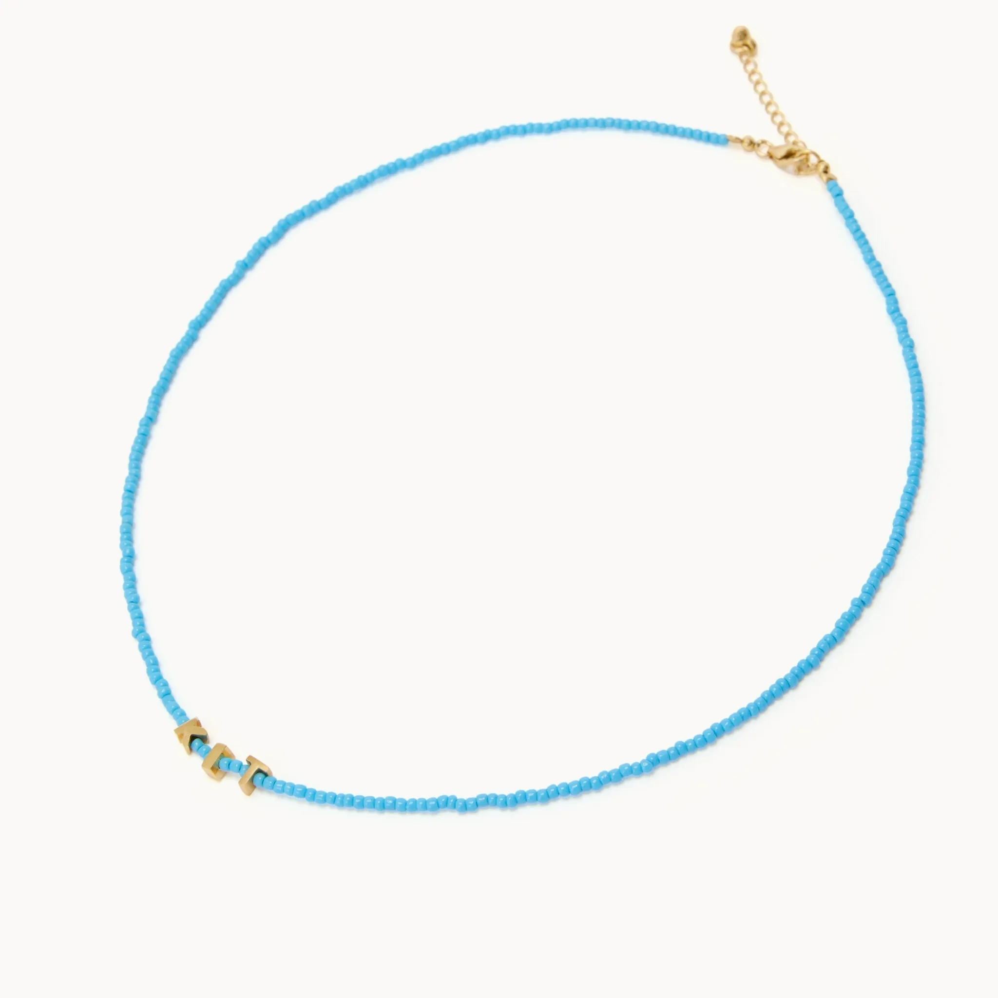 Tiny Dancer Beaded Initials Necklace - Blue