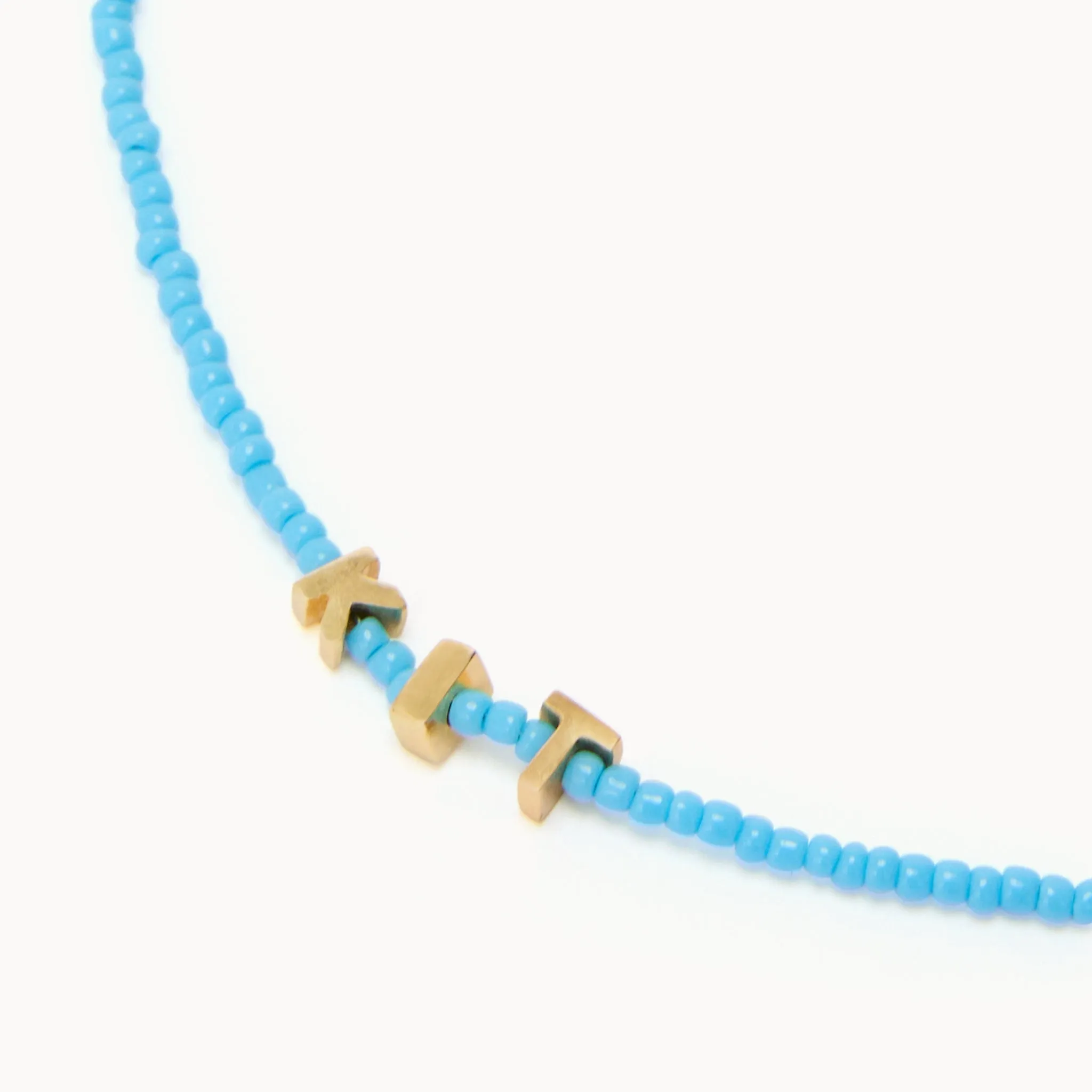 Tiny Dancer Beaded Initials Necklace - Blue